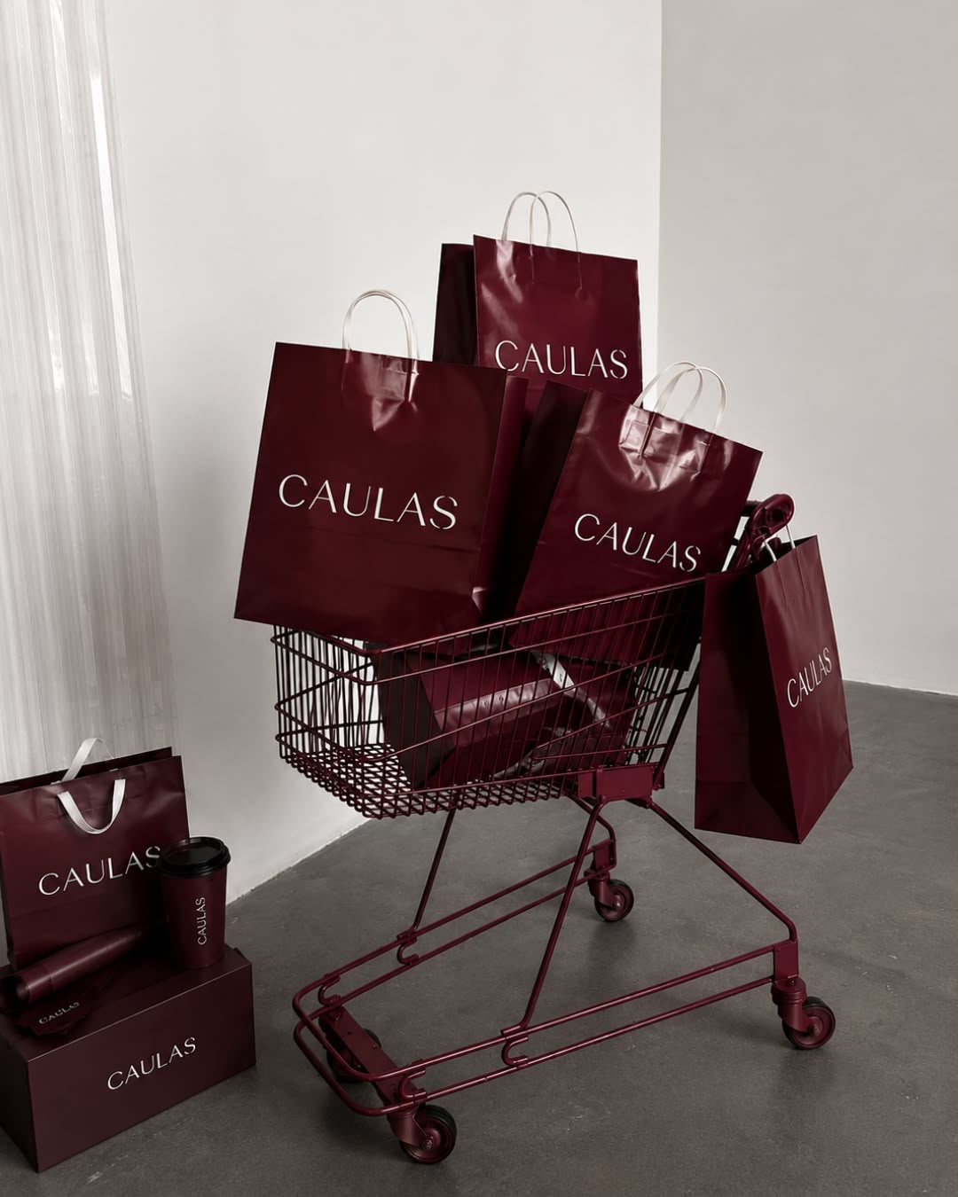 Marmorrote Shopping-Bags mit Branding – Beispielbild